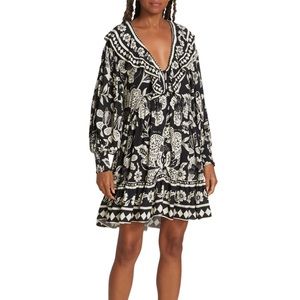 Farm Rio Black Graphic Floral Mini Dress - NWT - XL